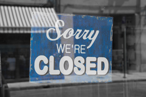 Closed sign in shop window