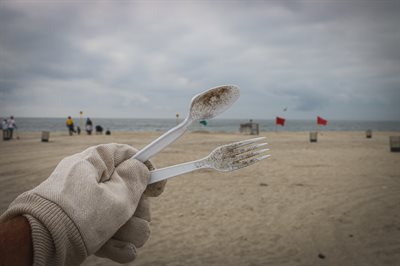 Plastic on beach